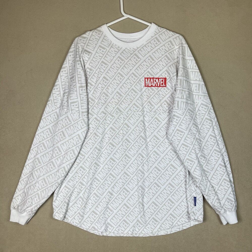 Marvel Shirt Mens Extra Large White All Over Logo Pullover Casual T- Shirt Adult